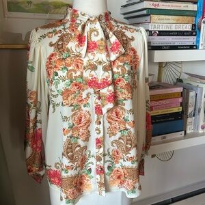 Floral Print Bow Tie Blouse